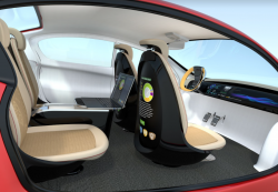 Inside an autonomous vehicle. 